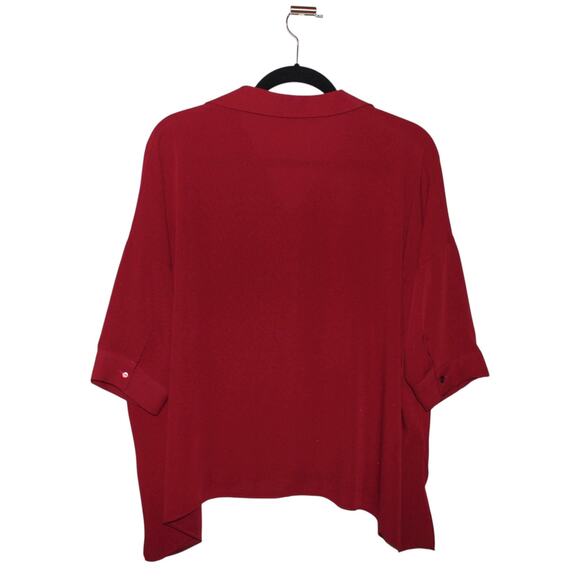 HELLY Deep Red Button Down Blouse Size Large - Picture 3 of 3